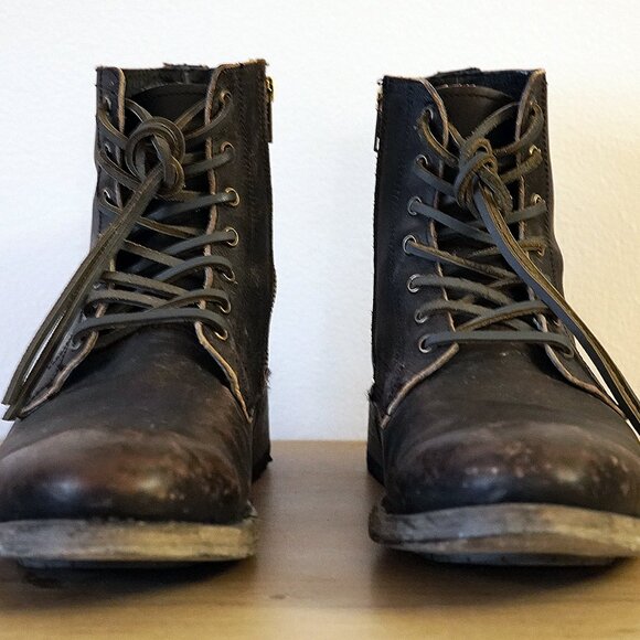 Freebird by Steven PENDLETON Men's Black Distressed Military Boots 12 US - Picture 2 of 16